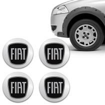 Kit Adesivo De Calota Emblema Fiat Black Piano Resinado 48mm