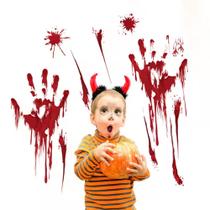 Kit Adesivo De Mão E Pé Sangue Decoração Enfeite Halloween