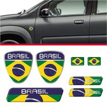 Kit Adesivo e Emblema Brasil Cromado e Resinado
