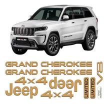 Kit Adesivo Emblema Resinado Jeep Grand Cherokee V8 Ouro 02 Kit Adesivo Emblema Resinado Jeep Grand Cherokee V8 Ouro 02