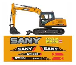 Kit Adesivo Escavadeira Hidráulica Sany Sy135C + Etiqueta Mk