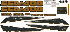 Kit Adesivo Faixa Jet Ski Seadoo Gtx 2002 Preto e Dourado