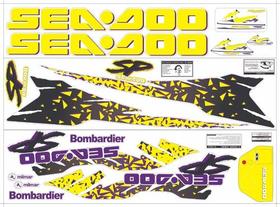 Kit Adesivo Faixa Jet Ski Seadoo Sp 95 Amarelo E Preto
