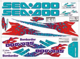 Kit Adesivo Faixa Jet Ski Seadoo Sp 95 Verde E Vermelho