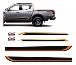 Kit Adesivo Faixa Lateral Mitsubishi L200 Triton 4x4 Laranja Kit Adesivo Faixa Lateral Mitsubishi L200 Triton 4x4 Laranja