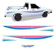Kit Adesivo Faixa Lateral Traseira Ford Pampa 1.8s Azul Rosa Kit Adesivo Faixa Lateral Traseira Ford Pampa 1.8s Azul Rosa