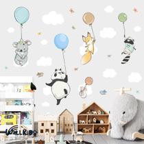 kit adesivo infantil panda balões zoo animais festa