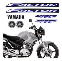 Kit Adesivo Lateral Factor Ybr 125 2009 Azul Emblemas