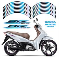 Kit Adesivo Lateral Friso Holografico Azul Honda Biz 125