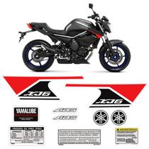 Kit Adesivo Logo Yamaha Xj6 2013/14 Faixa do Tanque Vermelho