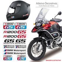 Kit adesivo moto capacete bmw r 1200 gs branco