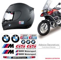 Kit adesivo moto capacete bmw r 1200 gs resinado branco