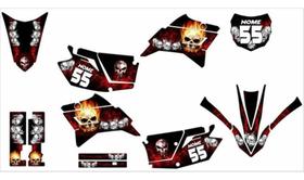 Kit Adesivo Moto Cross Trilha Ttr 230 Caveira Fogo Lm174