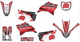 Kit Adesivo Moto Cross Trilha Ttr 230 Preto Vermelho Lm153