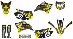 Kit Adesivo Moto Cross Trilha Ttr 230 Rockstar Fogo Lm191