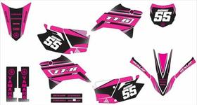 Kit Adesivo Moto Cross Trilha Ttr 230 Rosa E Preto Lm169