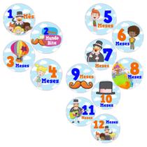 Kit adesivo Mundo Bita 12 meses mesversario bebe para colar no body