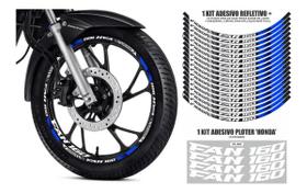 Kit Adesivo Refletivo Para Aro Cg 160 Fan + 4 Ploters Azul