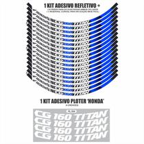 Kit Adesivo Refletivo Para Aro Cg 160 Titan+ 4 Ploters Azul