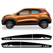 Kit Adesivo Renault Kwid Faixa Lateral Porta 2017/2022 Kwd14 PRETO