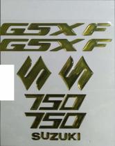 Kit Adesivo Resinado Dourado Moto Suzuki Gsf 650cc Resitank