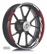 Kit Adesivo Roda Moto Yamaha Fazer + Friso Vermelho Branco