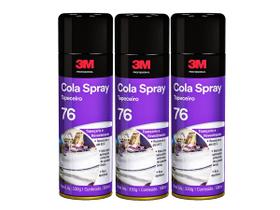 Kit Adesivo Spray 76 3M Cola Sapateiro De Contato 3 Unidades Profissional Tapeçaria e Revestimento