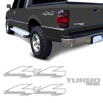 Kit Adesivos 4x4 + Turbo Diesel Ranger 98/04 Emblemas Prata