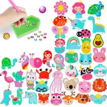 Kit Adesivos Animais Diversos Strass Coloridos Pintura de Diamante Infantil Big Gem Stickers