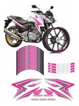 Kit Adesivos Carenagem + Friso Roda Honda Cb 300r 2015 Rosa Kit Adesivos Carenagem + Friso Roda Honda Cb 300r 2015 Rosa