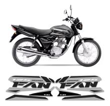 Kit Adesivos Carenagem Honda Cg Fan 125 Cinza E Preto Kit Adesivos Carenagem Honda Cg Fan 125 Cinza E Preto