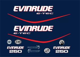 Kit Adesivos Compatível Evinrude 250 E-TEC Azul Kit Adesivos Compatível Evinrude 250 E-TEC Azul