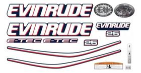 Kit Adesivos Compatível Evinrude 25HP E-TEC 13un Kit Adesivos Compatível Evinrude 25HP E-TEC 13un