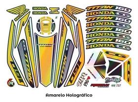 Kit Adesivos Completo Cg Titan 160 2324 Holográfico Amarel