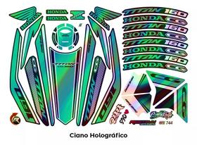 Kit Adesivos Completo Cg Titan 160 2324 Holográfico Verde Kit Adesivos Completo Cg Titan 160 2324 Holográfico Verde