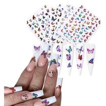 Kit Adesivos De Unha 3d 3 Cartelas Borboletas Holográfico Kit Adesivos De Unha 3d 3 Cartelas Borboletas Holográfico
