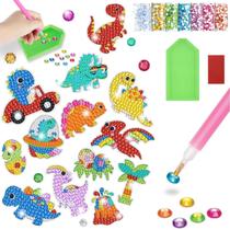 Kit Adesivos Dinossauros Strass Coloridos Pintura de Diamante Infantil Big Gem Stickers