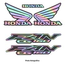 Kit Adesivos Emblema Asa Honda Fan 160 Holográfico Kit Adesivos Emblema Asa Honda Fan 160 Holográfico