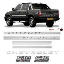 Kit Adesivos Faixas S10 Executive Preta Flex Power Vermelho