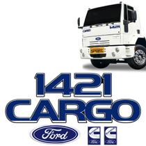 Kit Adesivos Ford Cargo 1421 Resinado Grande Azul Escuro
