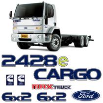 Kit Adesivos Ford Cargo 2428e Emblema Resinado Grande Azul