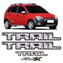 Kit Adesivos Ford Fiesta Trail 2005/ + Emblema Flex Traseiro