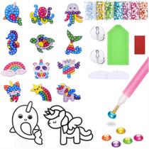 Kit Adesivos Fundo do Mar Strass Coloridos Pintura de Diamante Infantil Big Gem Stickers