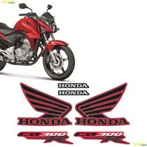 Kit Adesivos Honda CB 300R 2013 Moto Vermelha Emblemas Asa