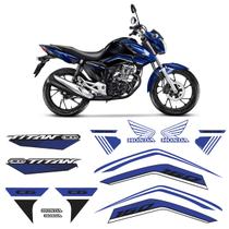 Kit Adesivos Honda CG Titan 160 2024 Moto Azul Completo - SPORTINOX