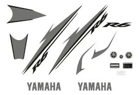 Kit Adesivos Lateral Yamaha Yzf R6 2007 Preta Lateral Faixa
