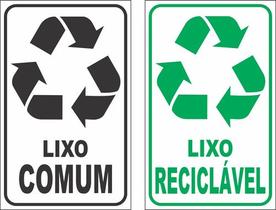 Kit Adesivos Lixo Comum E Reciclagem Coleta Seletiva 20x12cm Kit Adesivos Lixo Comum E Reciclagem Coleta Seletiva 20x12cm