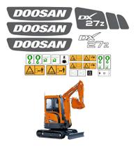 Kit Adesivos Mini Escavadeira Compatível Doosan DX27Z Cinza Kit Adesivos Mini Escavadeira Compatível Doosan DX27Z Cinza
