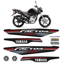 Kit Adesivos Para Yamaha Factor 150 2017 Moto Preta + Logos Kit Adesivos Para Yamaha Factor 150 2017 Moto Preta + Logos