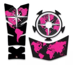 Kit Adesivos Protetores Tanque Bocal Rabeta Fazer Fz15 Rosa